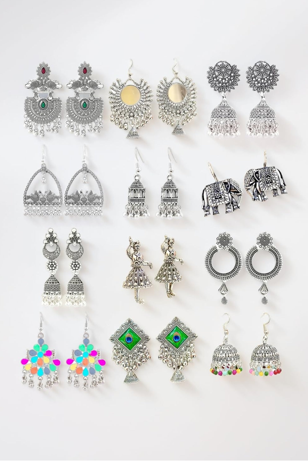 Premium 12 Jaipur Oxidized Combo of Designer Jhumpa's