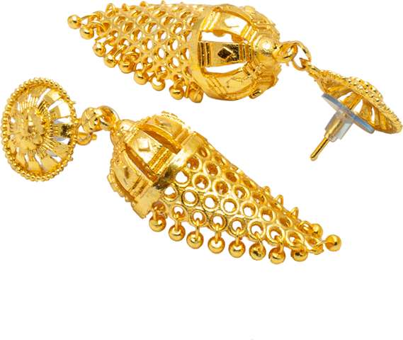 Gold Plated Chandelier Layered Jhumka Earring for Women (SJE_16) Cubic Zirconia Brass Jhumki Earring